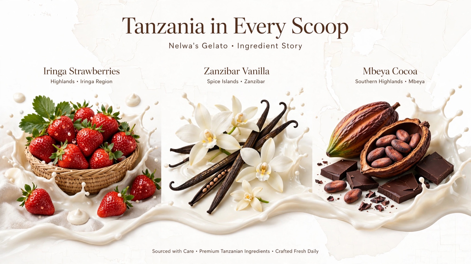 Iringa strawberries, Zanzibar vanilla and Mbeya cocoa