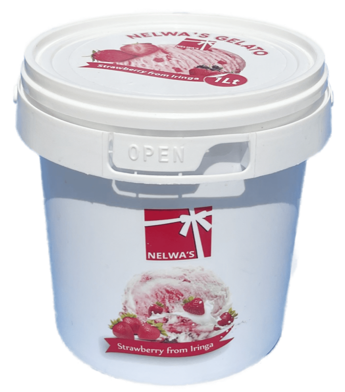 Nelwa's Strawberry ice cream 1L tub
